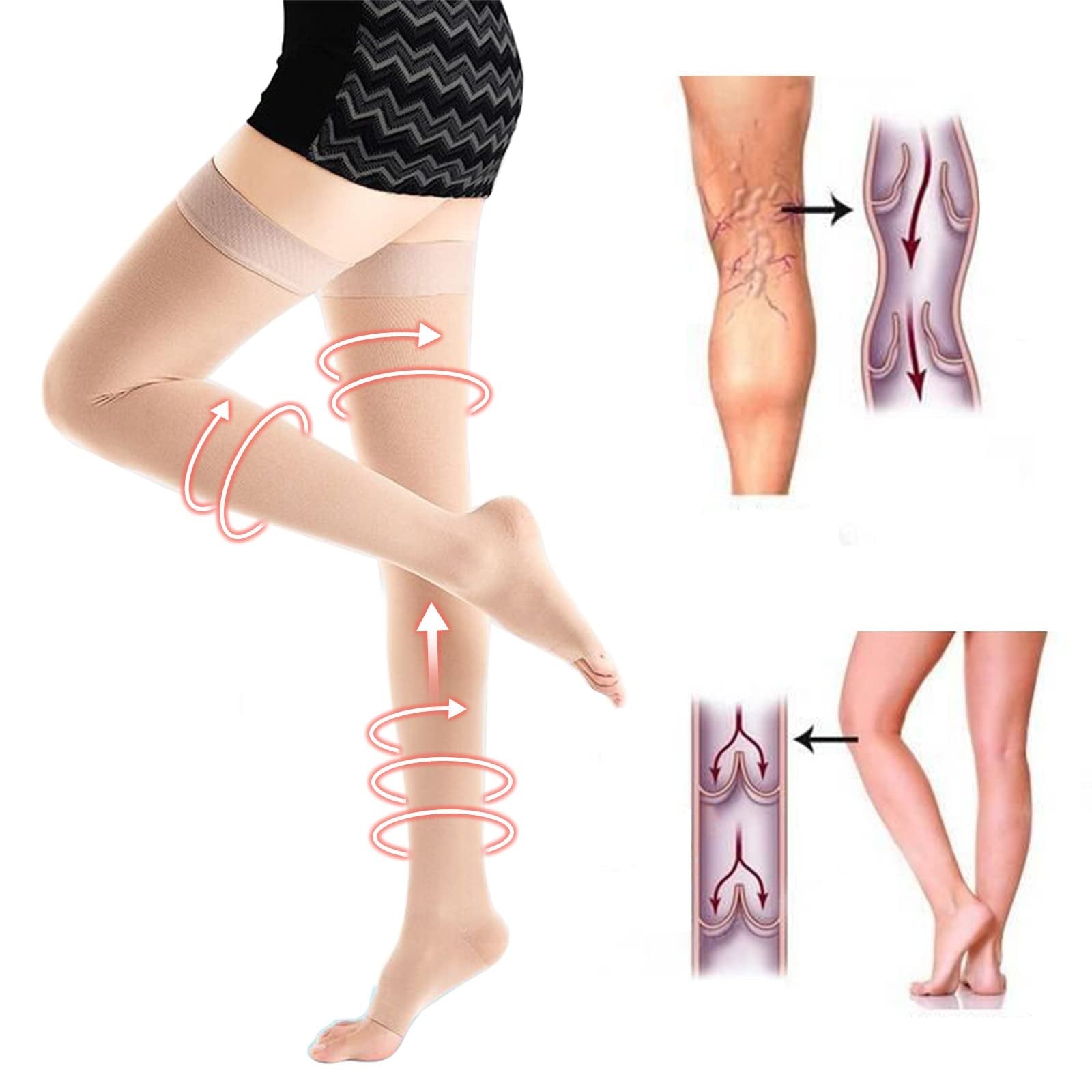 Thigh High Compression Stocking 20-30mmHg Therapeutic Varicose Vein Firm  Support