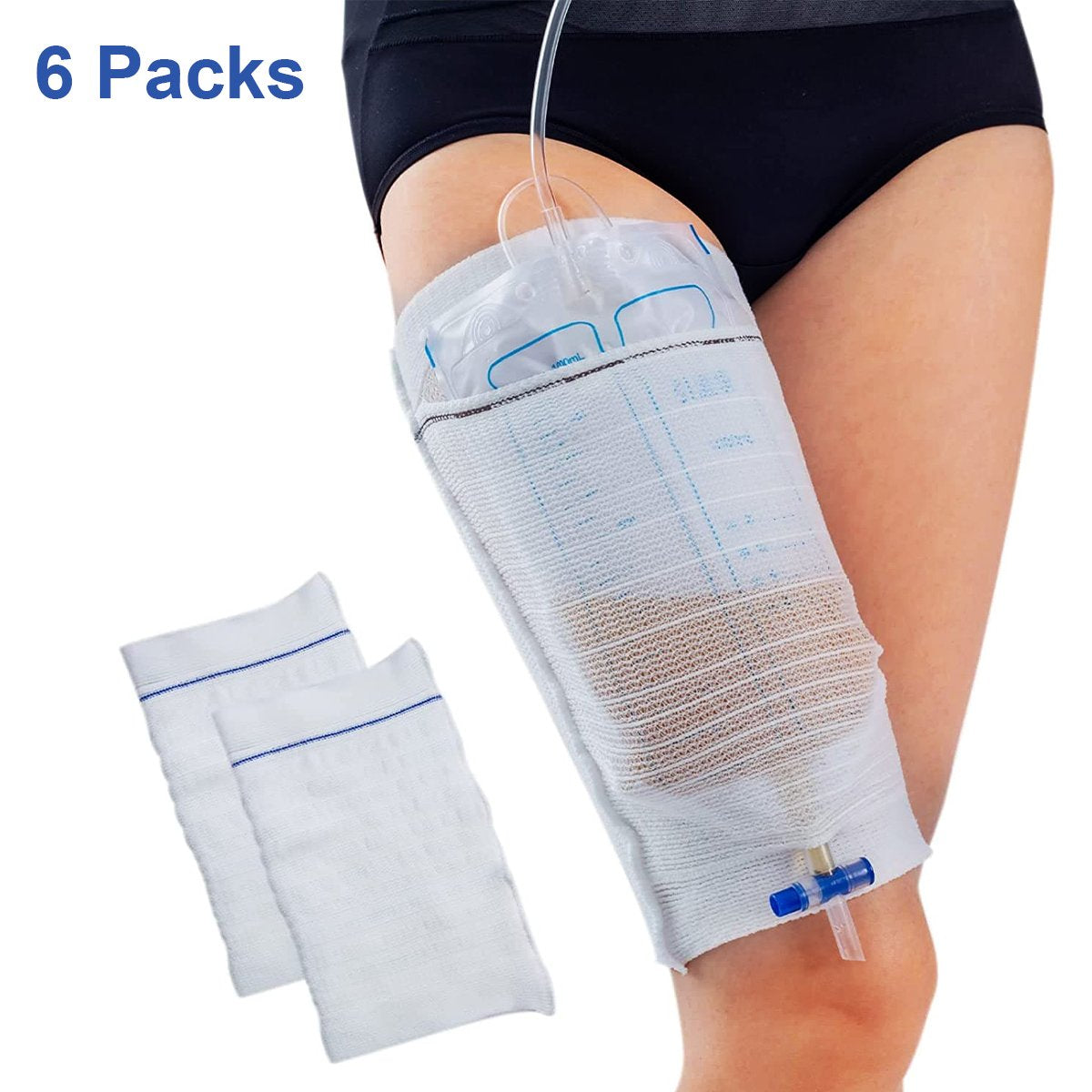 Urine Drainage Bag Holder with Catheter Pipe Cover and Adjustable Stra