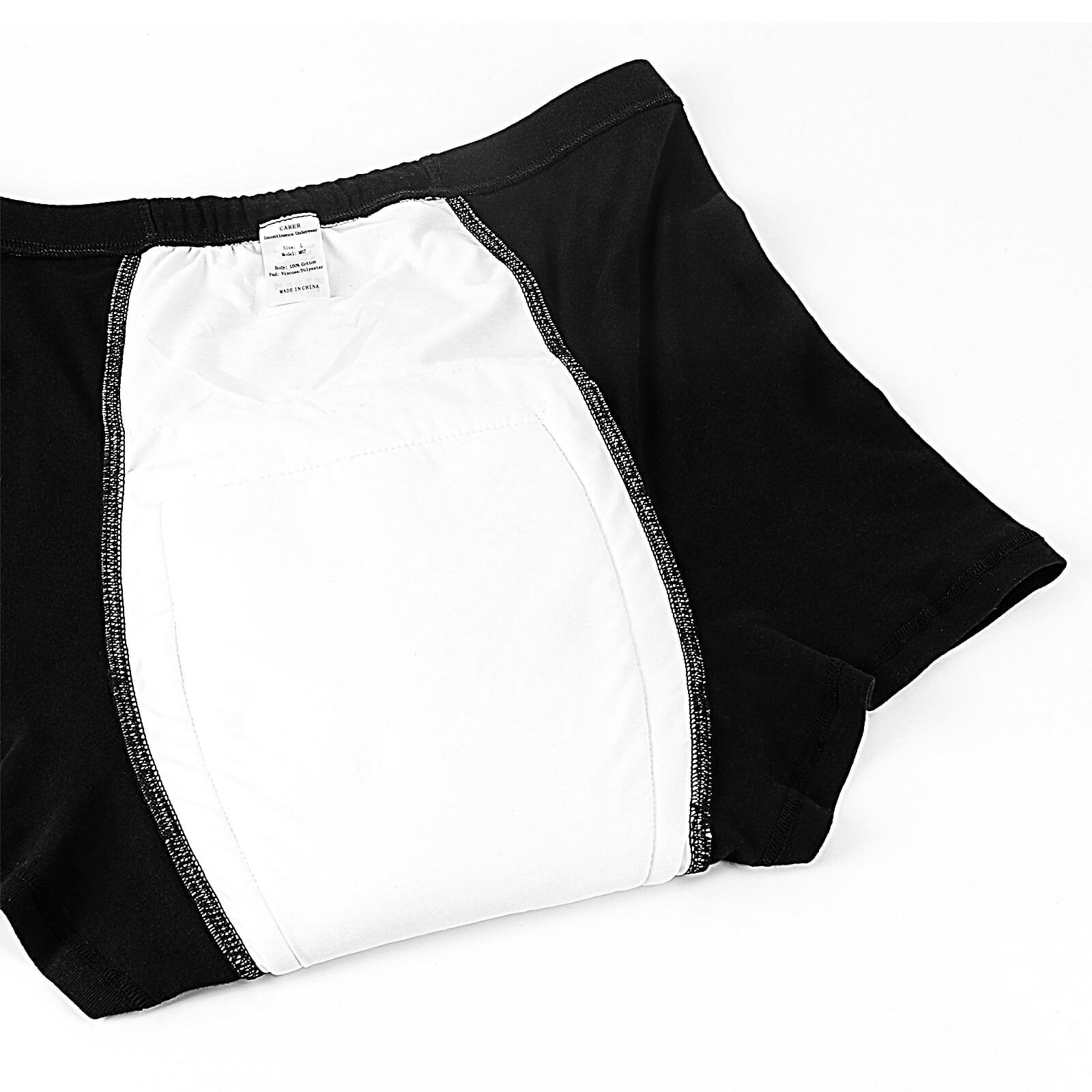 Washable Incontinence Underwear, Boxer Short, Trunk, Black