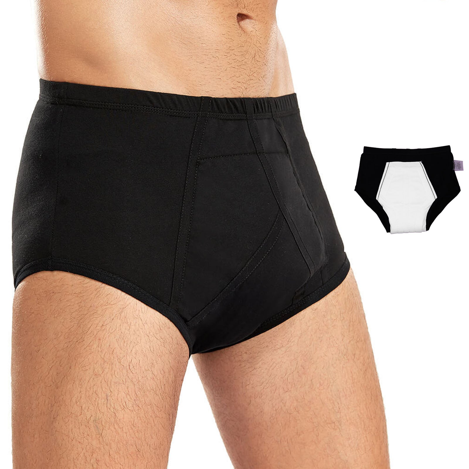 Mens Incontinence Briefs,Mens Incontinence Underwear Cotton Washable  Reusable Incontinence Underwear for Men L